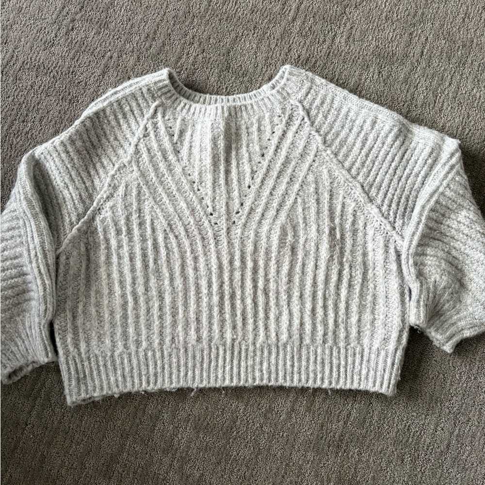 Free People Cozy Gray Women's Cropped Sweater